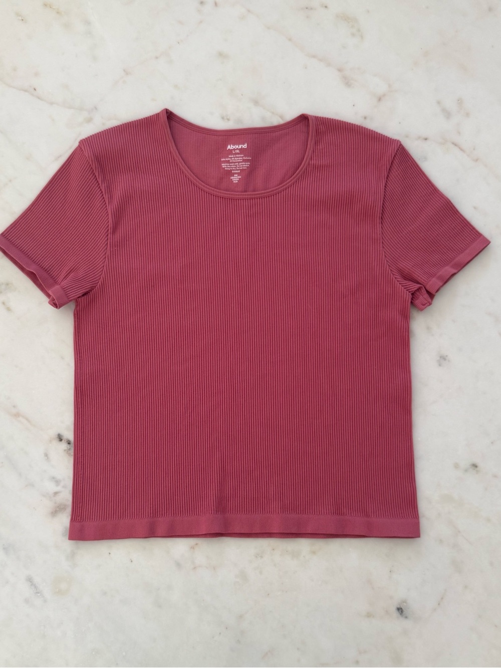 Abound Ribbed Short Sleeve Top - Rose